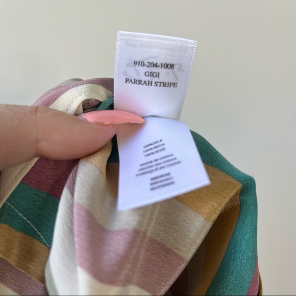 SOLD silk Gigi Farrah flowy rainbow boho striped shorts - Picture 5 of 6